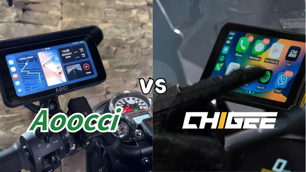 Vergleich Motorrad Dashcams 2026: Aoocci C6 Pro vs. Chigee AIO-5 Lite Display-Ansicht am Lenker
