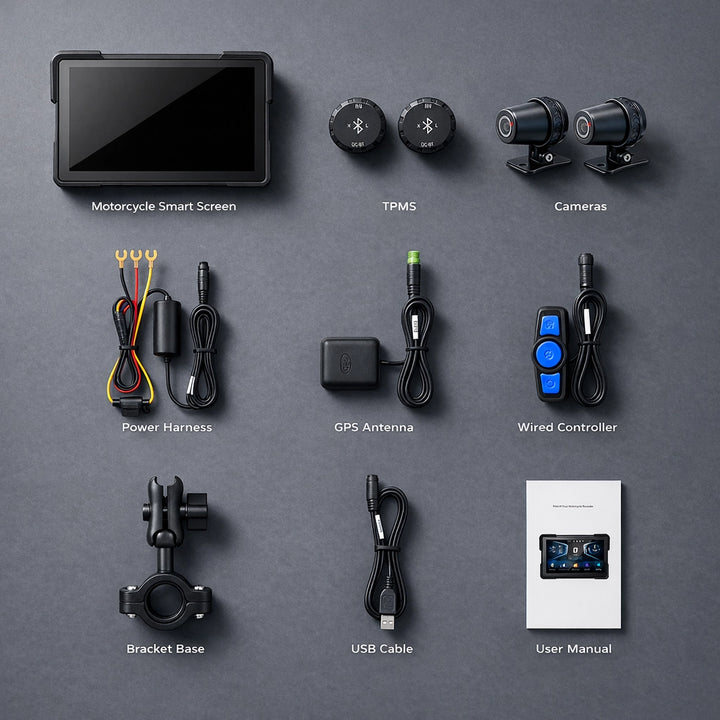 D7A Motorrad CarPlay Display mit Dual 2K Dashcam, 7